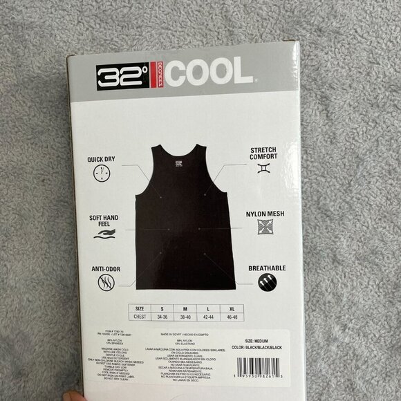 NEW 32 Degrees Cool Men's M Comfort Mesh Tank 3 Pack Black - Picture 5 of 6